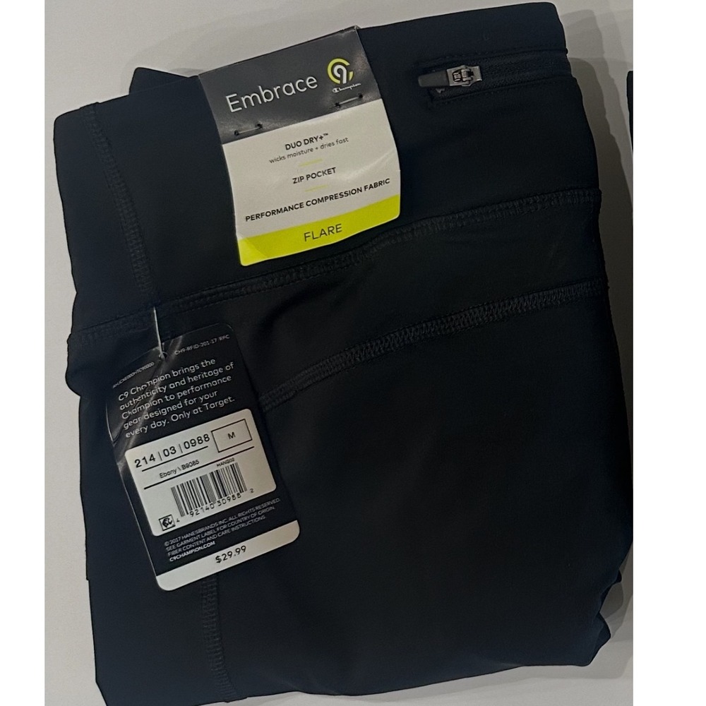 C9 Champion Embrace Flare Yoga Pants Ebony Black Duo Dry Performance Compression